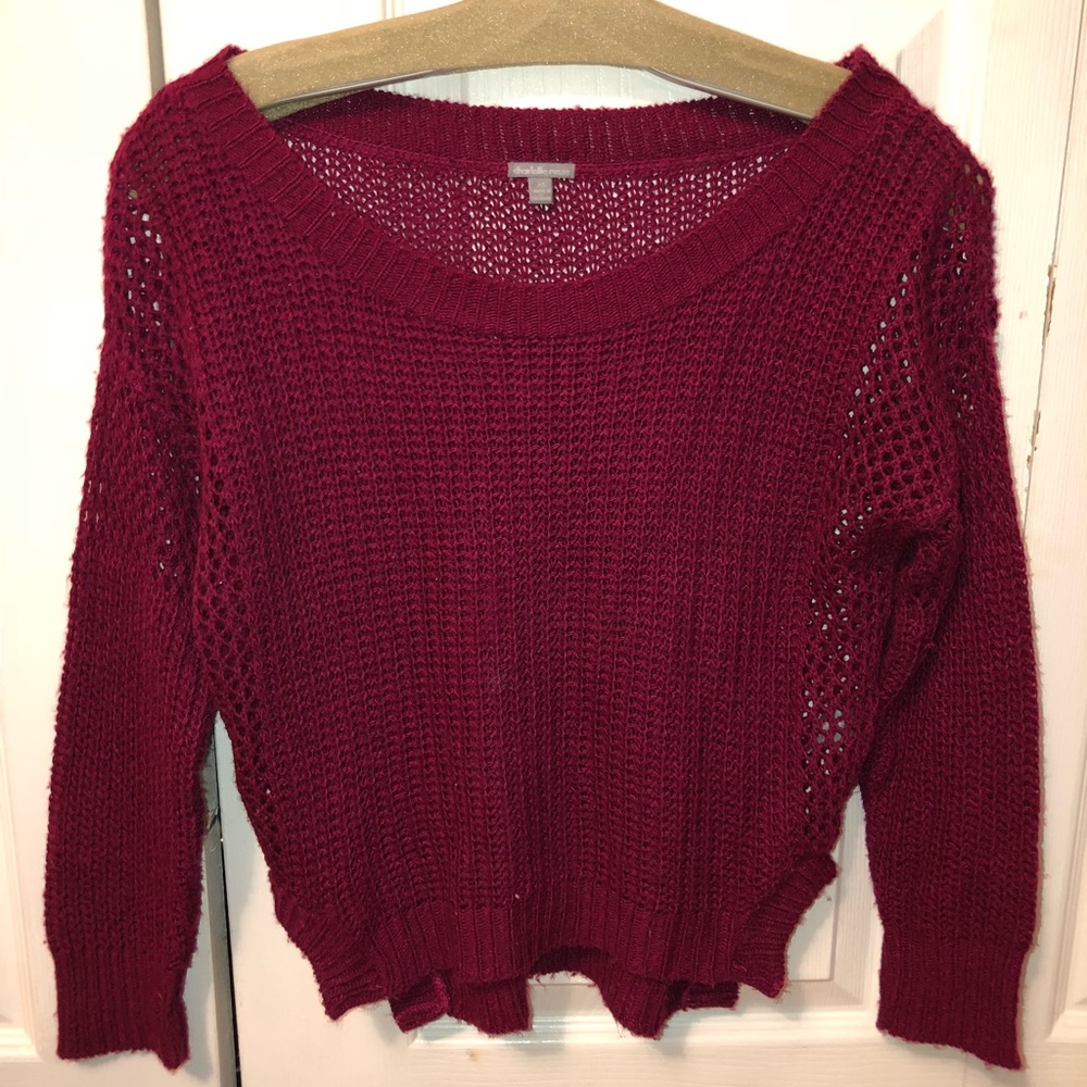 Burgundy red and knit sweater